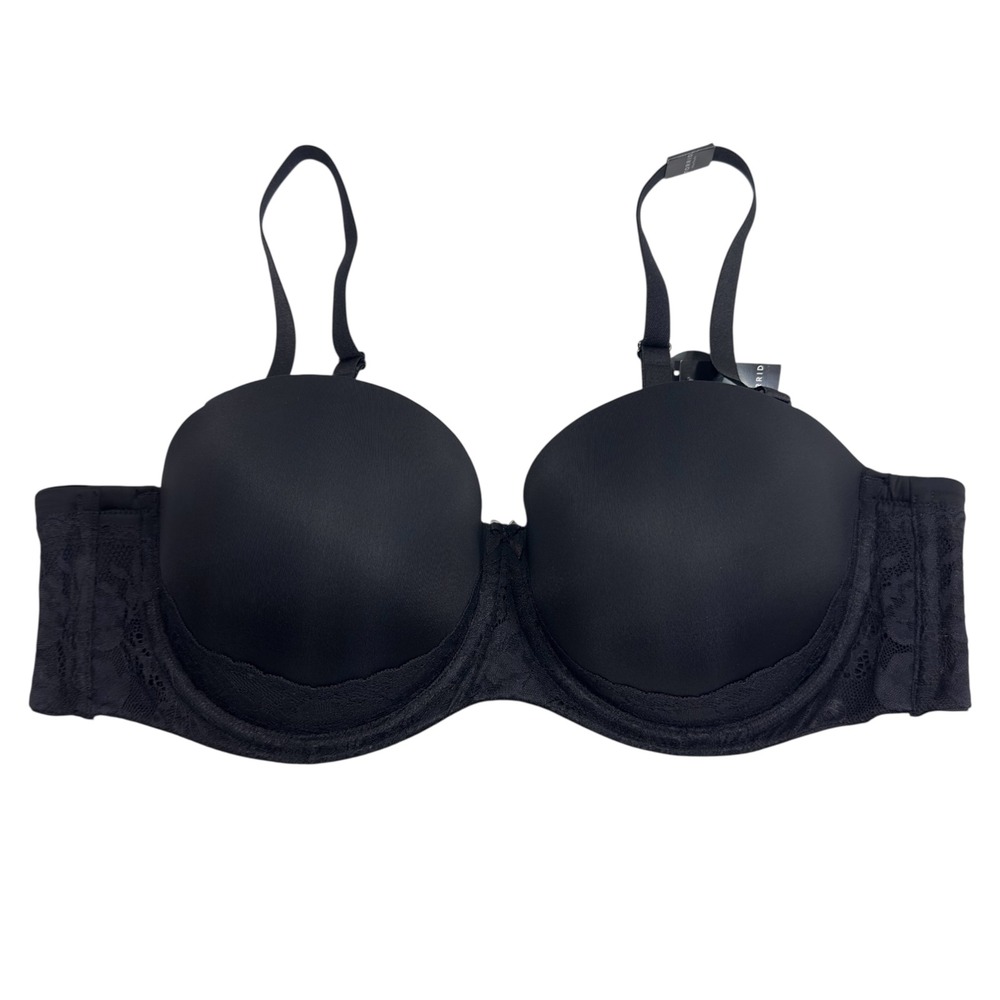 NEW Torrid Bombshell Everyday Strapless Push‎ Up Bra Black Lace Multi-Way 44C